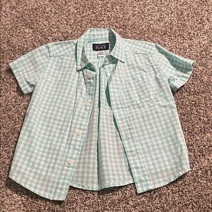 The Children's Place Aqua Checkered Button Down Shirt